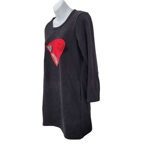 2/$20 Y2K Black With 3D Red Winter Hat Fleece Top Blouse Size: Large - Picture 3 of 8